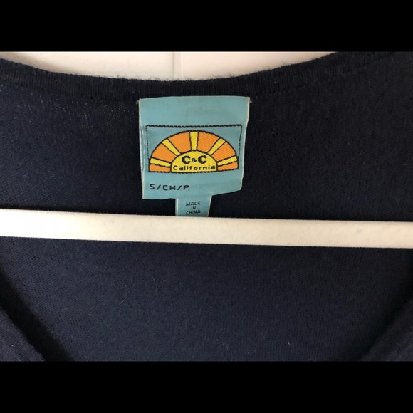 C&C California Navy Blue Cashmere Ling Sleeve - Picture 2 of 2